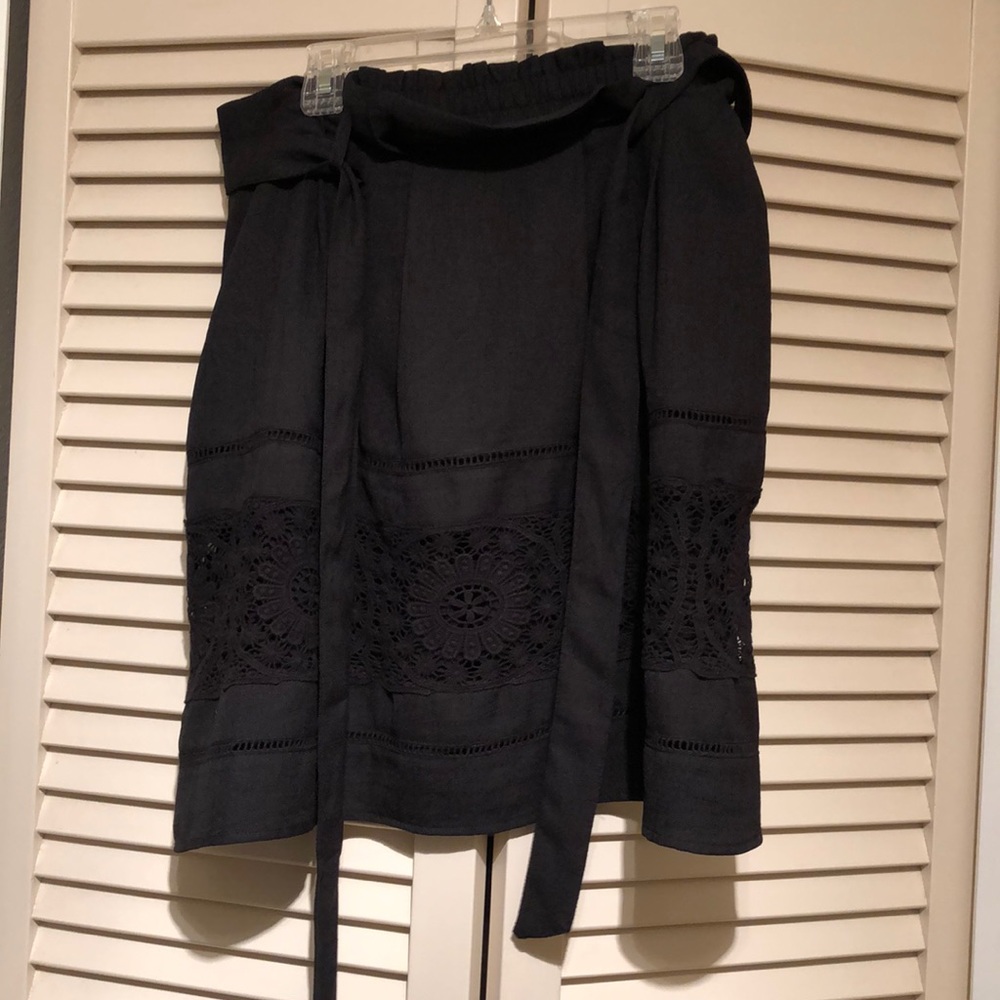Black Skirt with Lace Trim